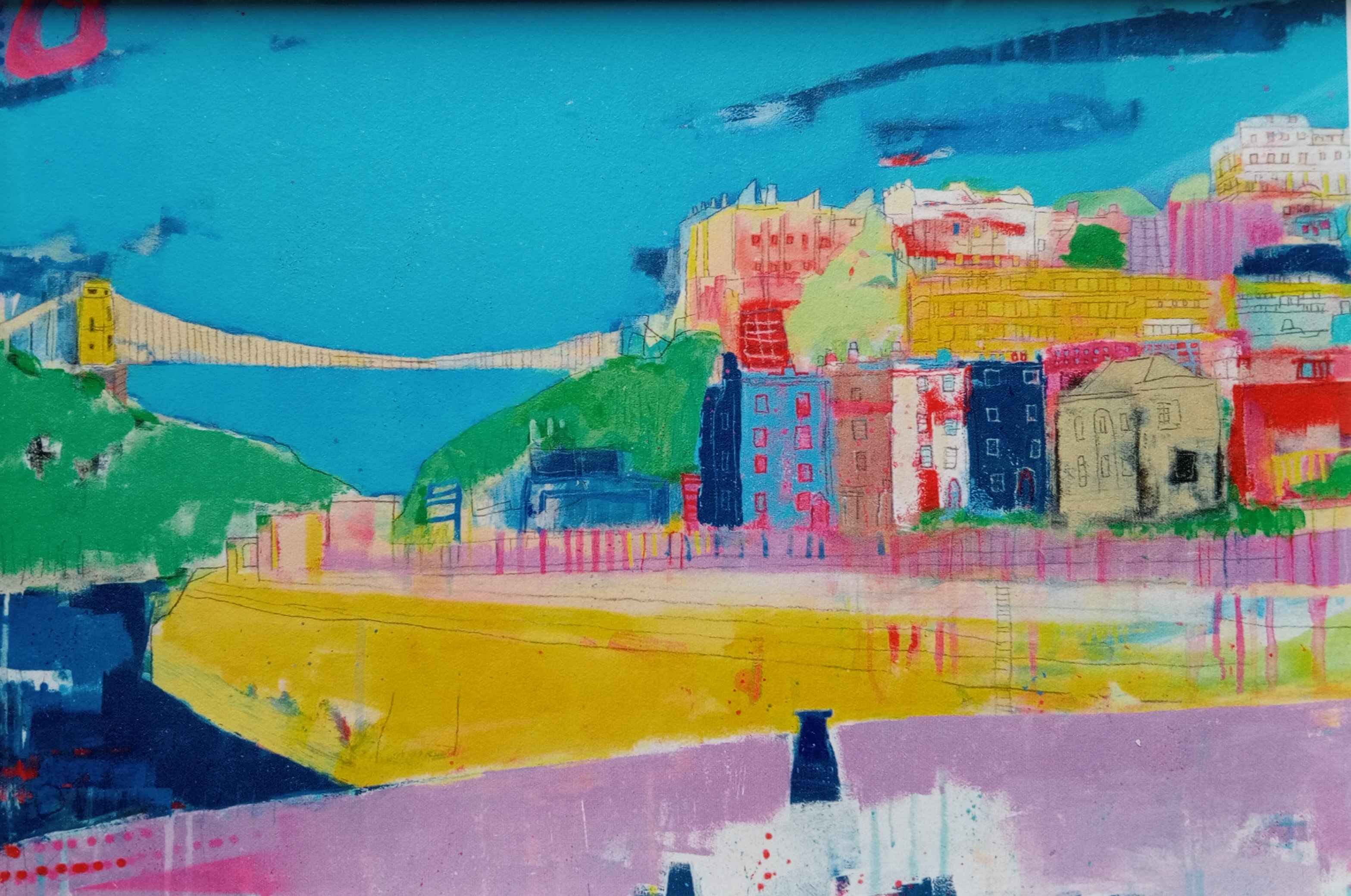schilderij van de Clifton Suspension Bridge in Bristol (Engeland) gemaakt door de lokale kunstenares Alison Black